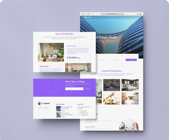 Real Estate Template - Multiple device mockups showing property listing interface